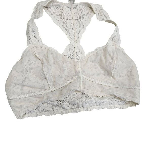 Free People Intimately Lace Bralette V-Neck Racerback Ivory Off White Size M - Picture 9 of 11